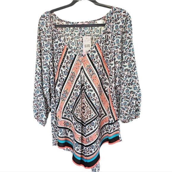 Free 2 Luv Bohemian Floral Print Blouse‎ 3X - Picture 1 of 7